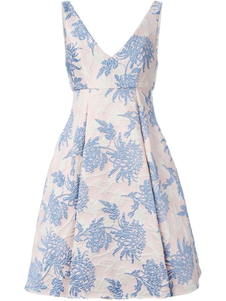 P.a.r.o.s.h. Pleated Brocade Dress - Pink & Purple