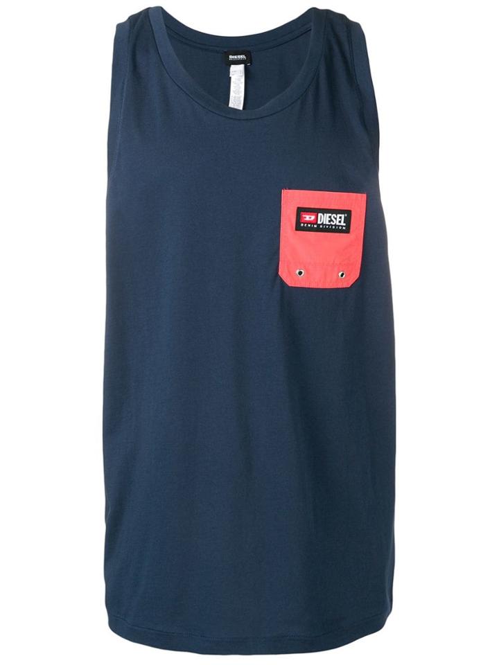 Diesel Front Pocket Vest Top - Blue