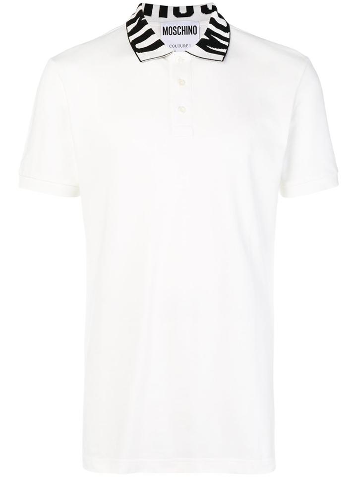 Moschino Logo Collar Polo Shirt - White