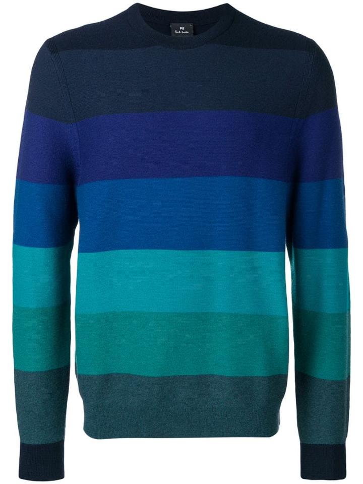 Ps Paul Smith Striped Crewneck Sweater - Blue