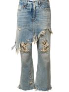 R13 Apron Overlay Distressed Jeans, Women's, Size: 27, Blue, Cotton/spandex/elastane