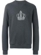 Dolce & Gabbana Embroidered Crown Sweatshirt, Men's, Size: 46, Grey, Cotton