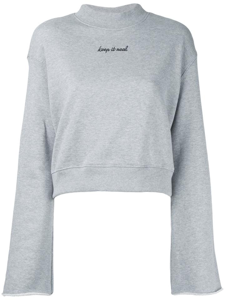 Le Ciel Bleu Bell Sleeves Sweatshirt, Women's, Size: 38, Grey, Cotton