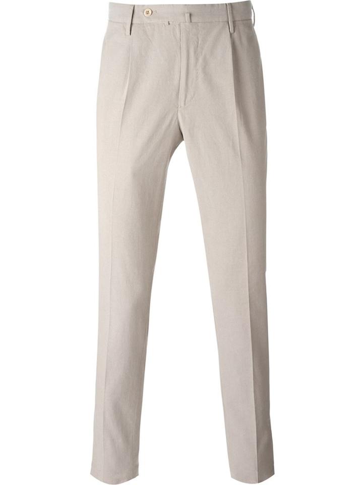 Incotex Front Pleat Trousers, Men's, Size: 46, Nude/neutrals, Cotton/spandex/elastane
