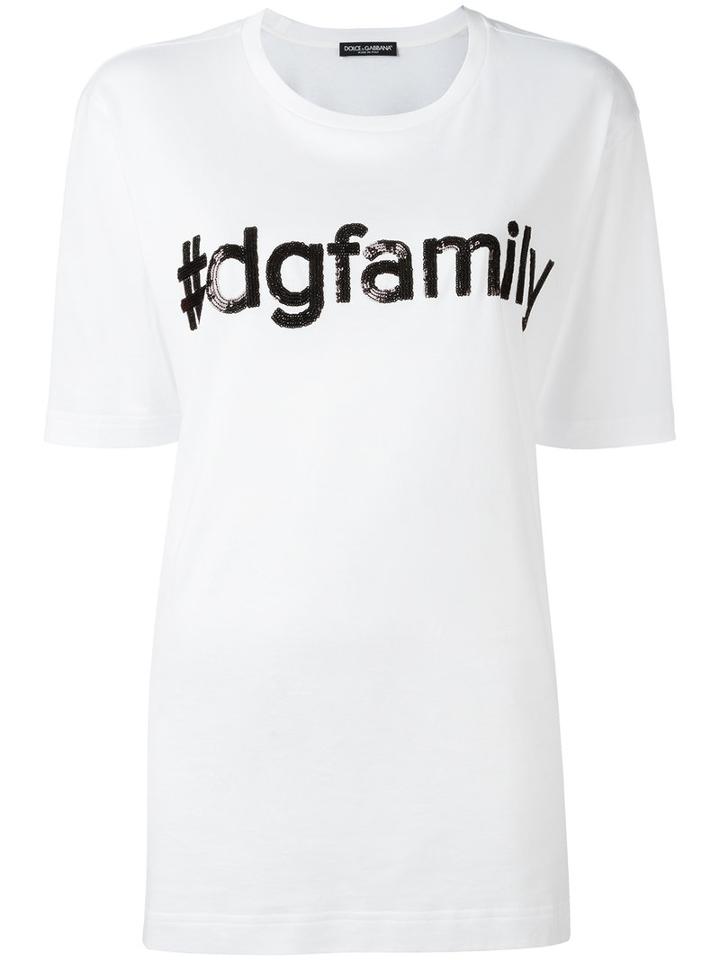 Dolce & Gabbana - #dgfamily T-shirt - Women - Cotton/polyester - 44, White, Cotton/polyester