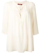 Max Mara Studio - Zip Detail Blouse - Women - Silk/polyamide/acetate - 40, Nude/neutrals, Silk/polyamide/acetate