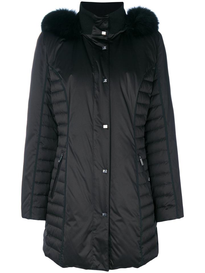 Guy Laroche Fur-trimmed Padded Coat - Black