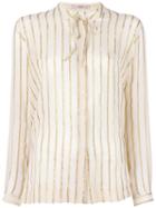 Etro Gold-tone Stripes Shirt, Women's, Size: 40, Nude/neutrals, Silk/metallized Polyester