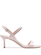 Miu Miu Patent Leather Sandals With Crystals - Pink