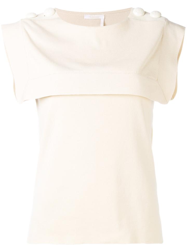 Chloé - Chest Panel Top - Women - Cotton - M, Nude/neutrals, Cotton