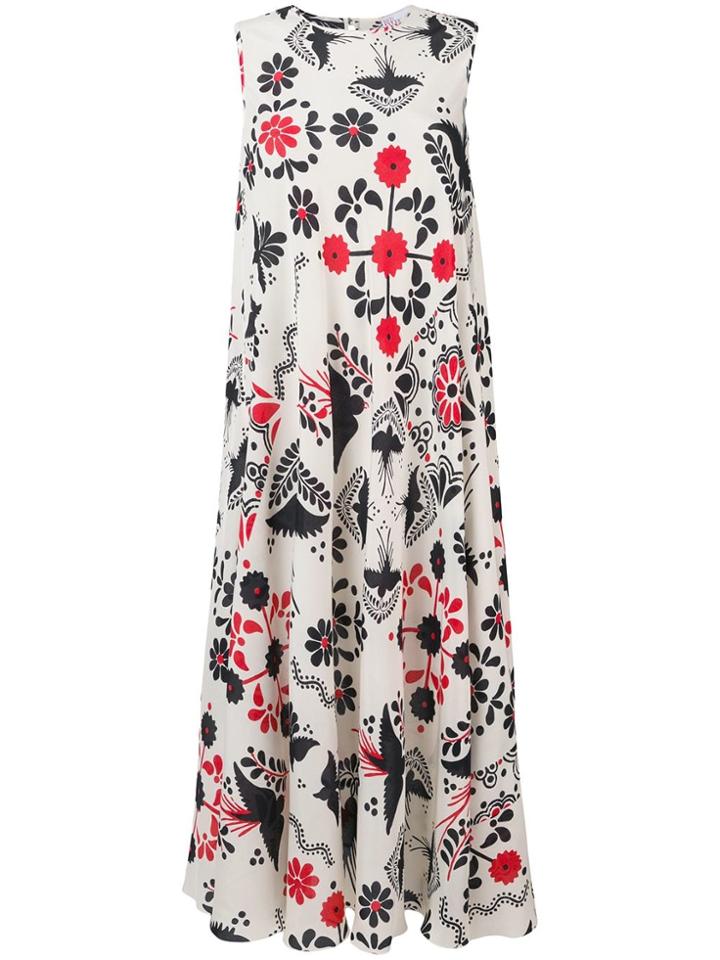 Red Valentino Bird Print Midi Dress - White