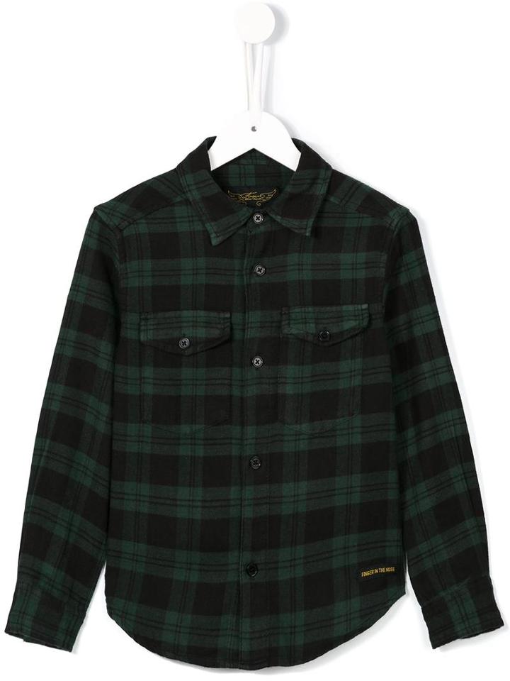 Finger In The Nose 'dao' Checked Shirt, Boy's, Size: 6 Yrs, Green
