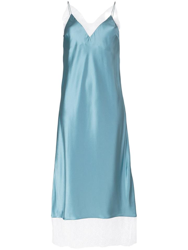 Walk Of Shame Lace Trimmed Slip Dress - Blue