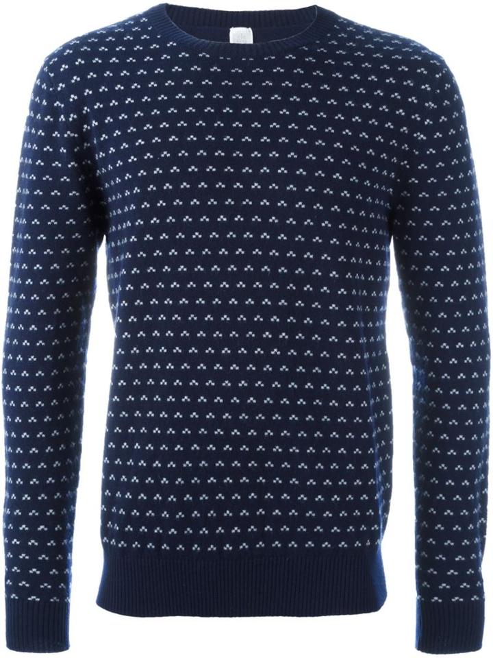 Eleventy Micro Intarsia Jumper, Men's, Size: Xl, Blue, Cashmere