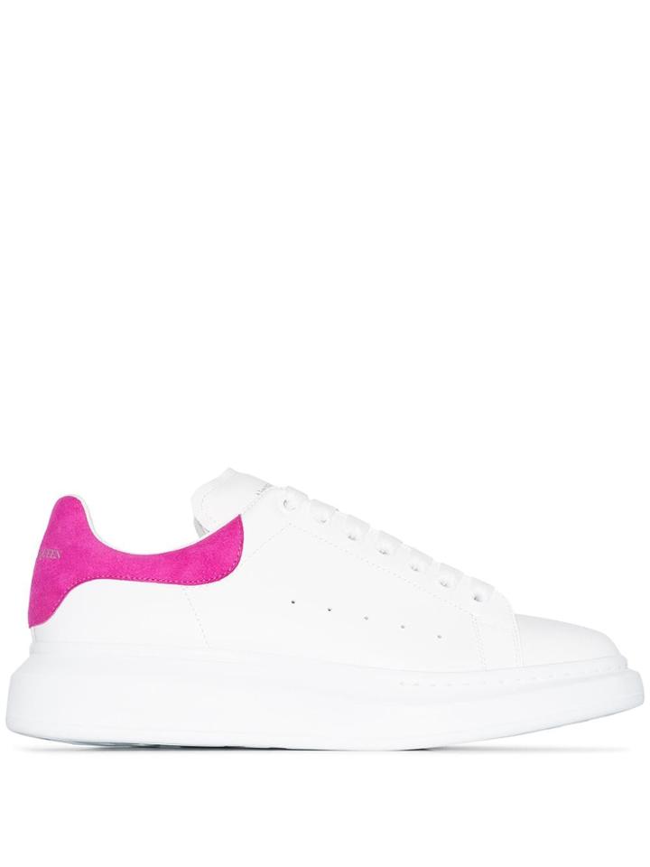Alexander Mcqueen White And Pink Oversized Leather Sneakers