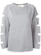 8pm Slit Sleeves Sweatshirt, Women's, Size: Small, Grey, Cotton
