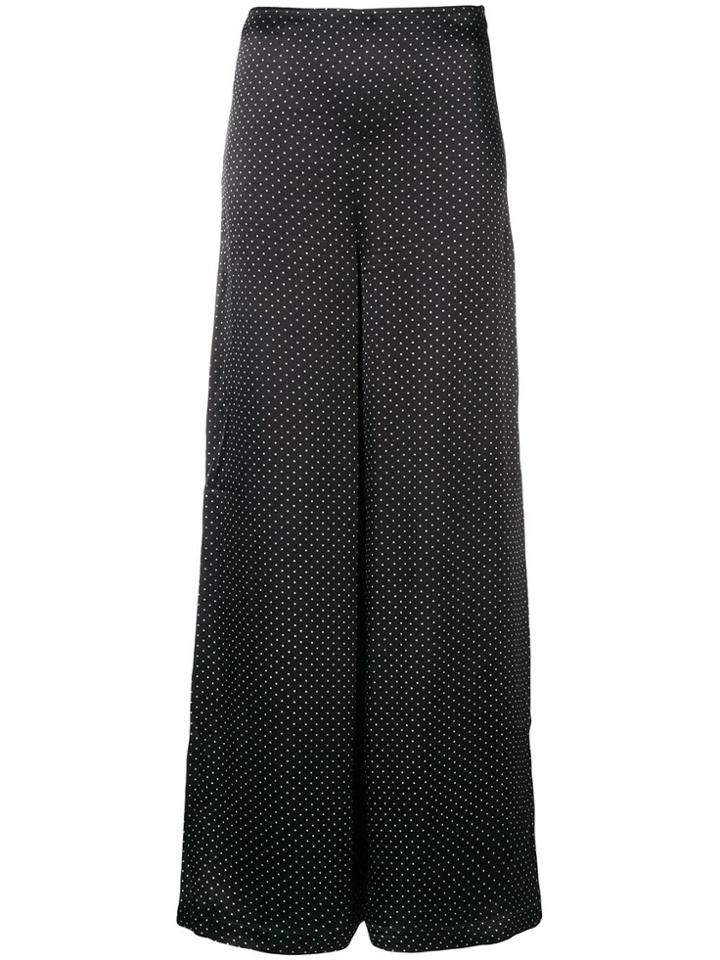 Ganni Wide Leg Polka Dot Trousers - Black
