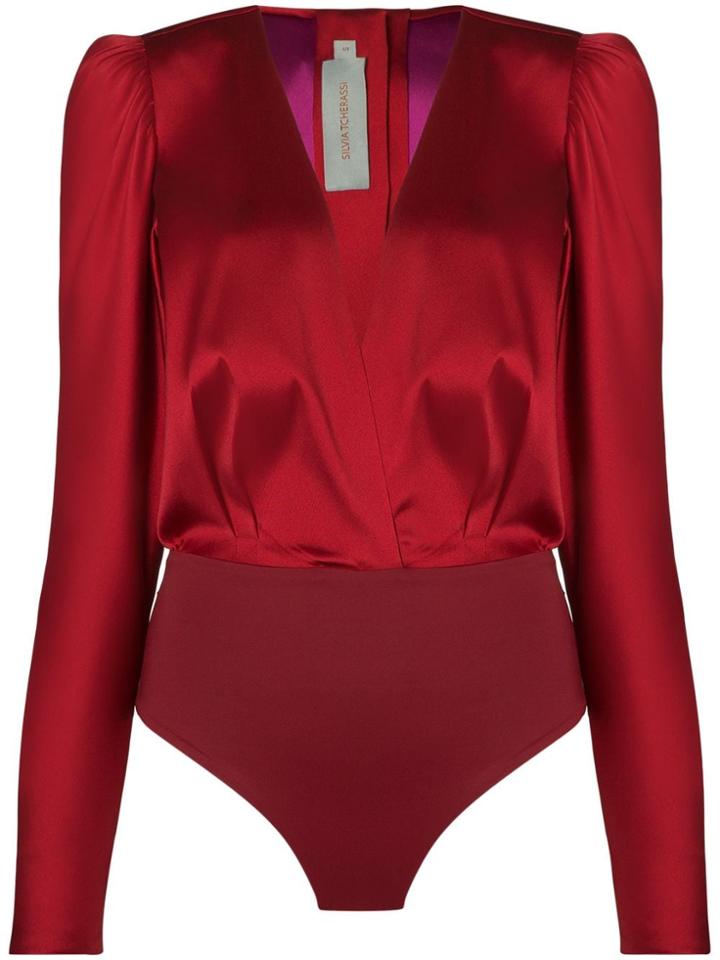 Silvia Tcherassi Deverell V-neck Bodysuit - Red