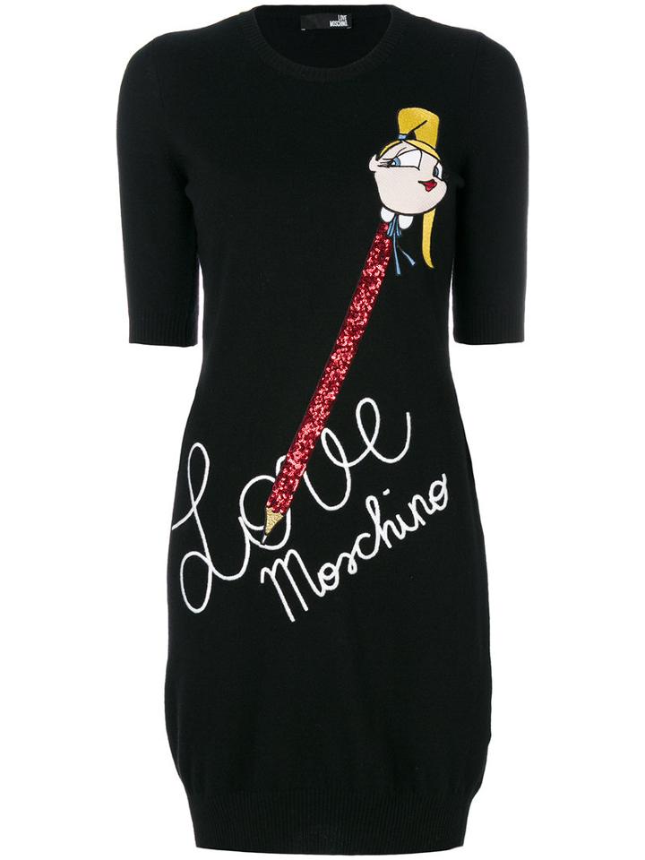 Love Moschino - Knitted Dress - Women - Polyamide/viscose/cashmere/virgin Wool - 38, Black, Polyamide/viscose/cashmere/virgin Wool