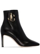 Jimmy Choo Minori 85mm Jc Plaque Ankle Boots - Black