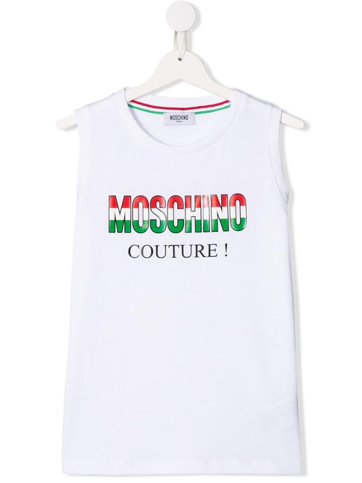 Moschino Kids Teen Italian Logo Tank Top - White