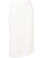Poiret Asymmetric Hem Midi Skirt - White