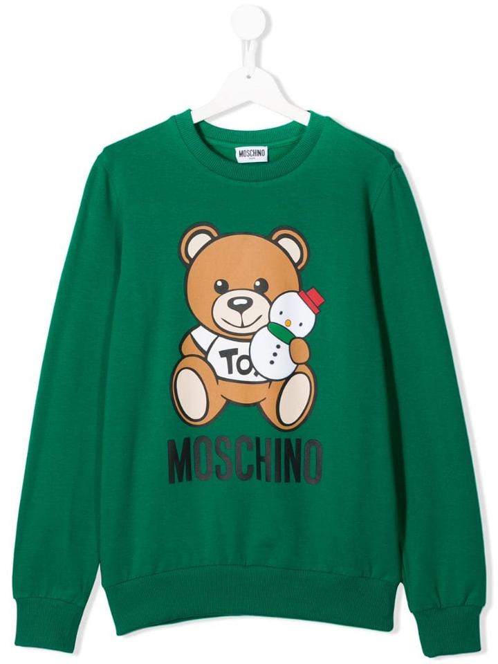 Moschino Kids Teen Teddy Logo Sweatshirt - Green