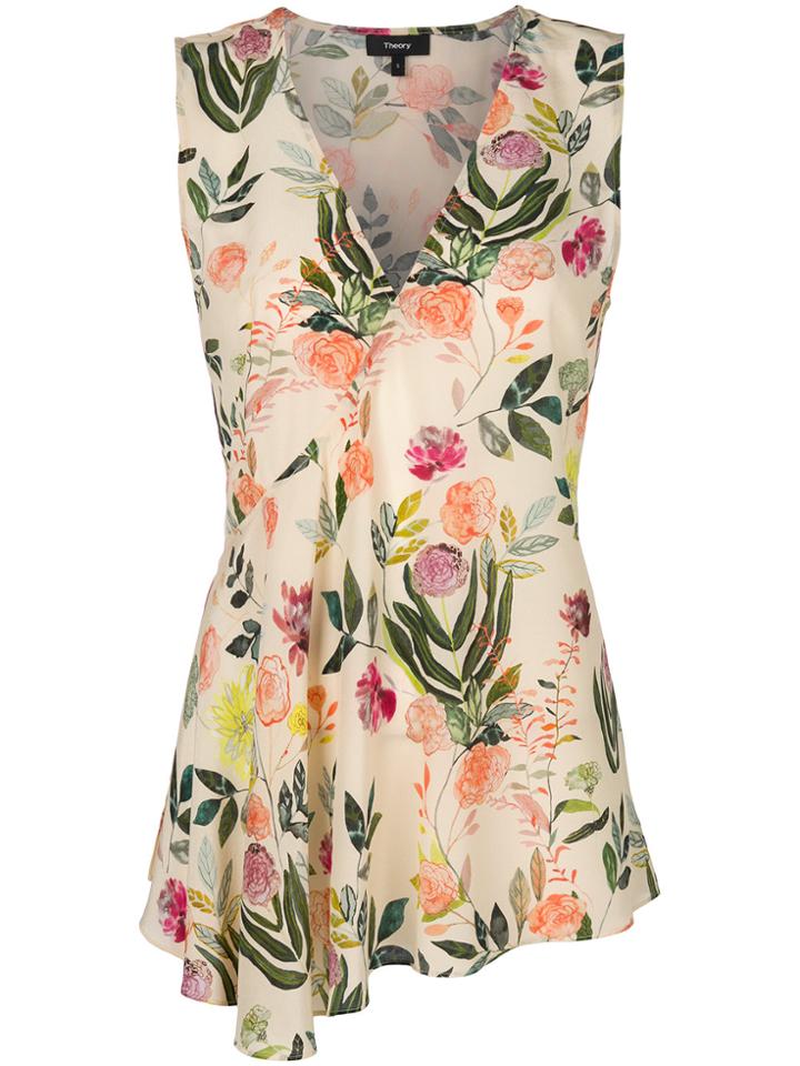 Theory Floral Printed Top - Nude & Neutrals