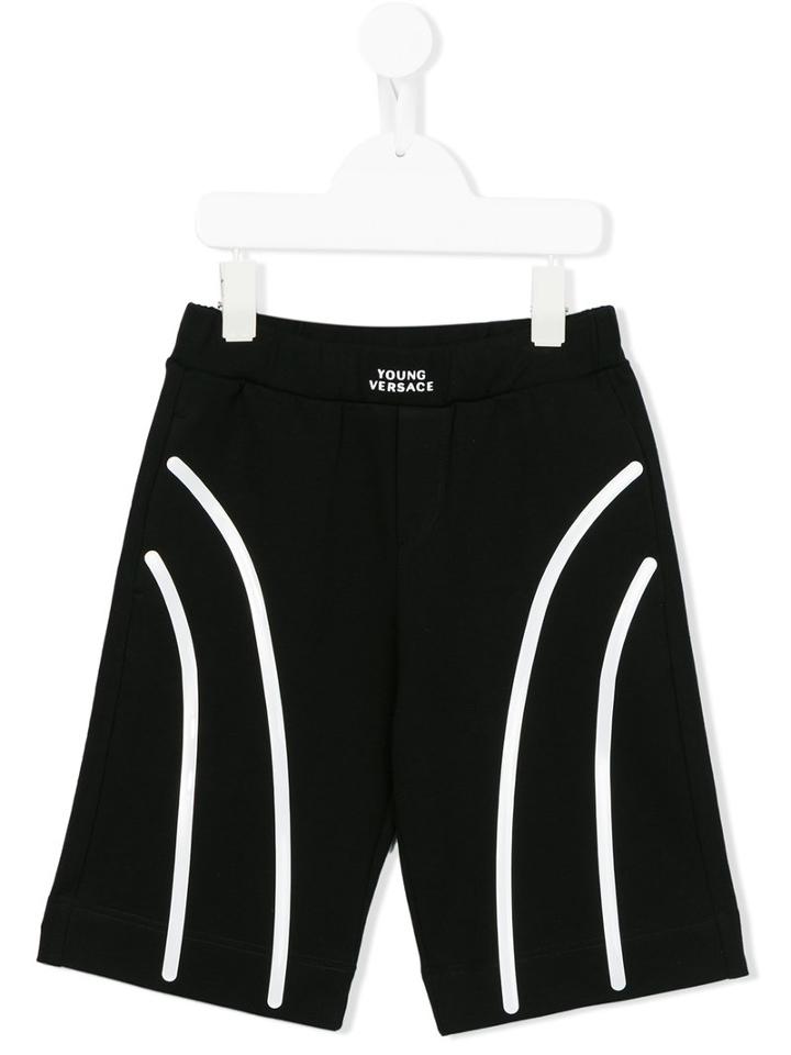 Young Versace Striped Shorts, Boy's, Size: 11 Yrs, Black