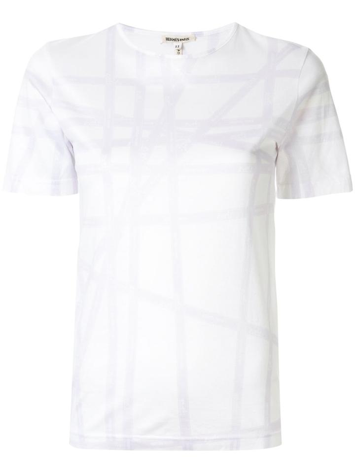 Hermès Pre-owned Check Print T-shirt - White