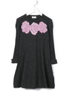 Monnalisa Rose Detail Dress, Girl's, Size: 10 Yrs, Grey