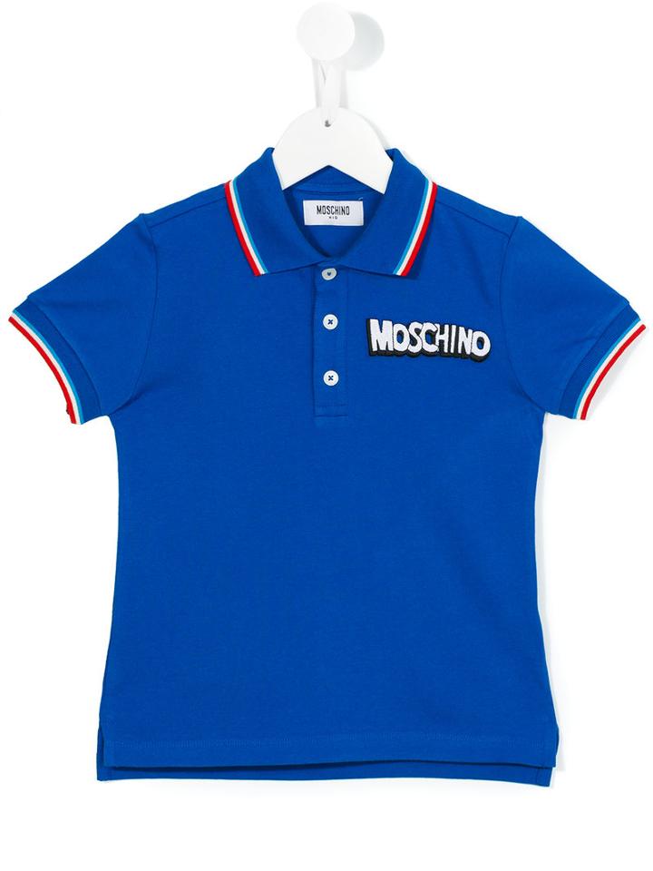 Moschino Kids Embroidered Logo Polo Shirt, Boy's, Size: 6 Yrs, Blue