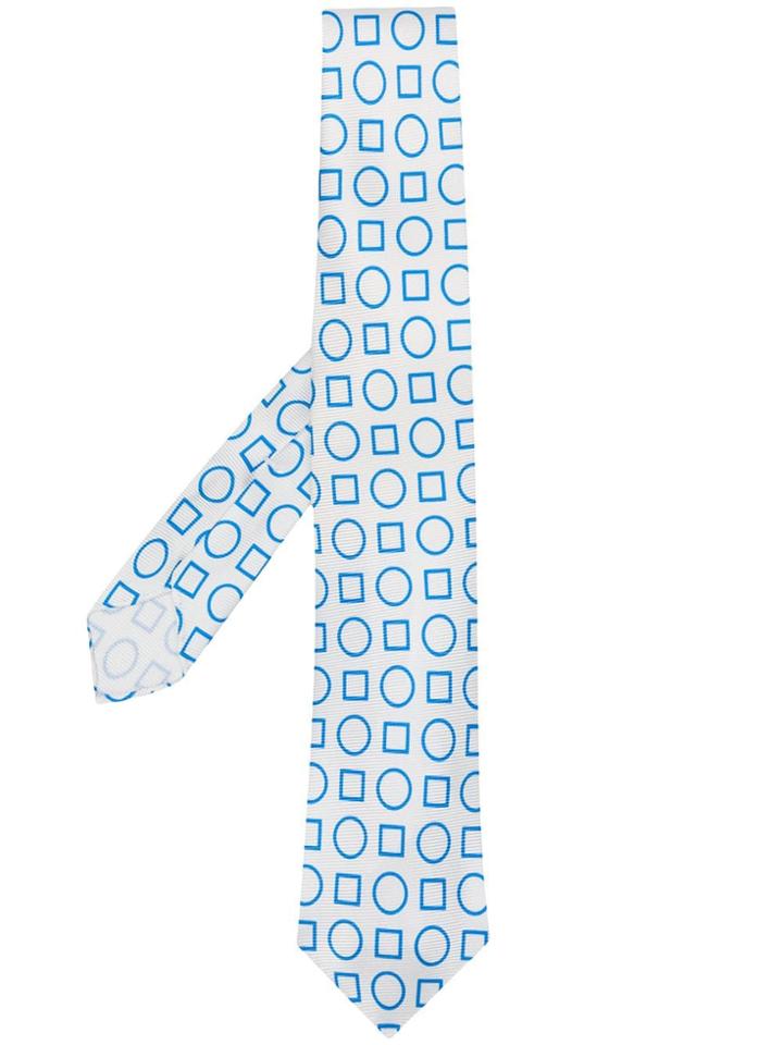 Kiton Geometric Pattern Tie - White