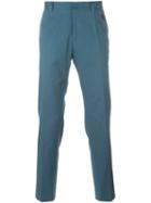 Dolce & Gabbana Embroidered Crown Tailored Trousers, Men's, Size: 48, Blue, Viscose/cotton/spandex/elastane