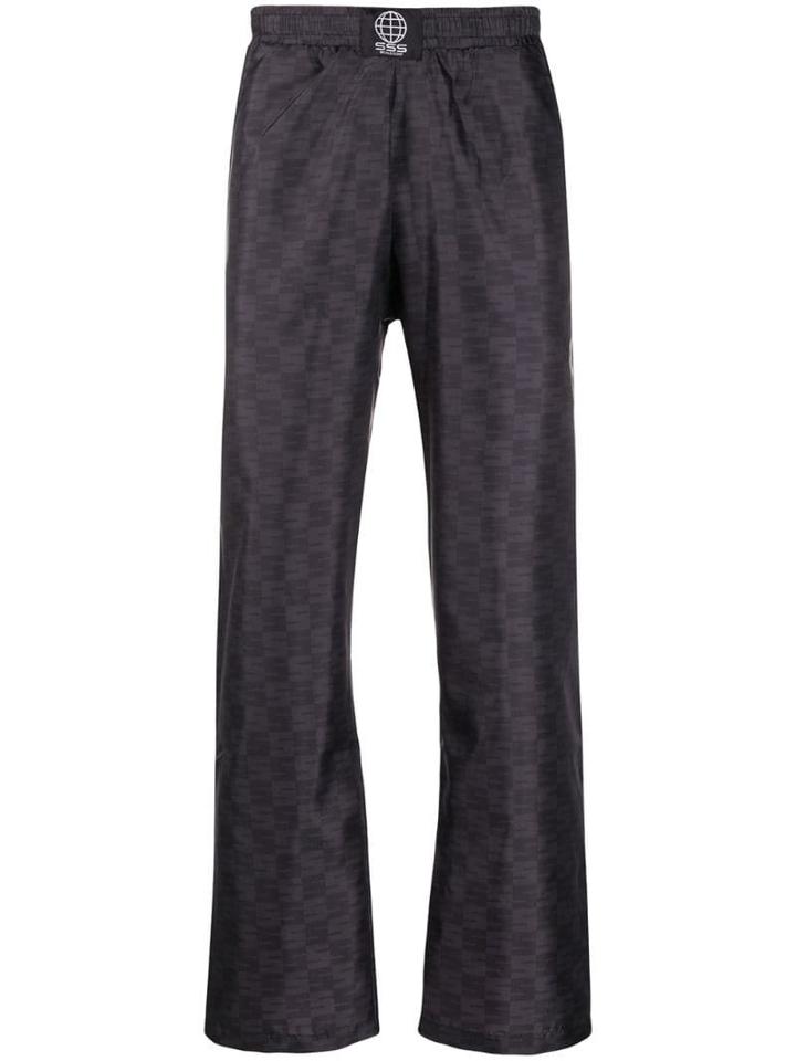 Sss World Corp All Over Logo Print Track Pants - Black