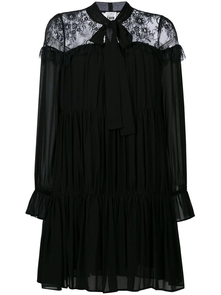 Twin-set - Lace Panel Swing Dress - Women - Polyamide/polyester/viscose - S, Black, Polyamide/polyester/viscose