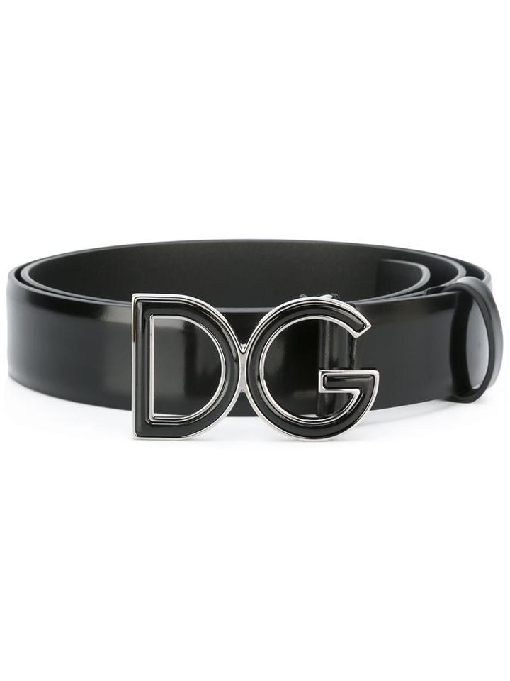 Dolce & Gabbana Logo Buckle Belt, Men's, Size: 95, Black, Leather/metal