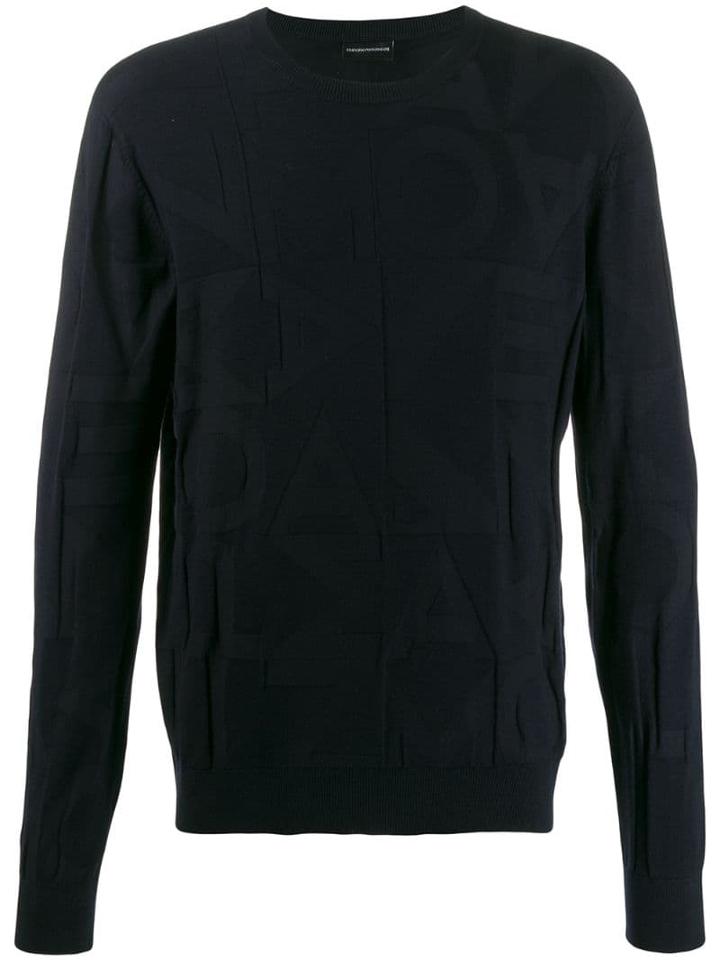 Emporio Armani Embossed Logo Sweater - Blue