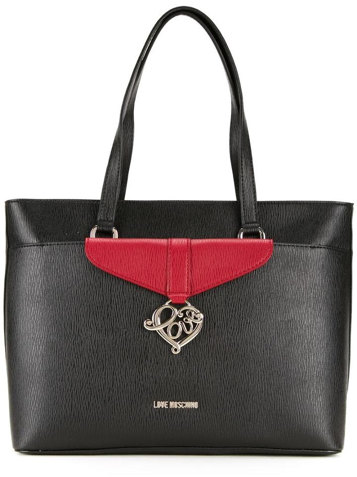 Love Moschino Double Handles Medium Tote, Women's, Black, Pvc