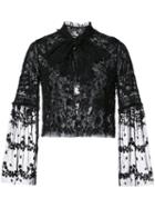 Needle & Thread - Lace Frilled Collar Jacket - Women - Nylon - 6, Black, Nylon