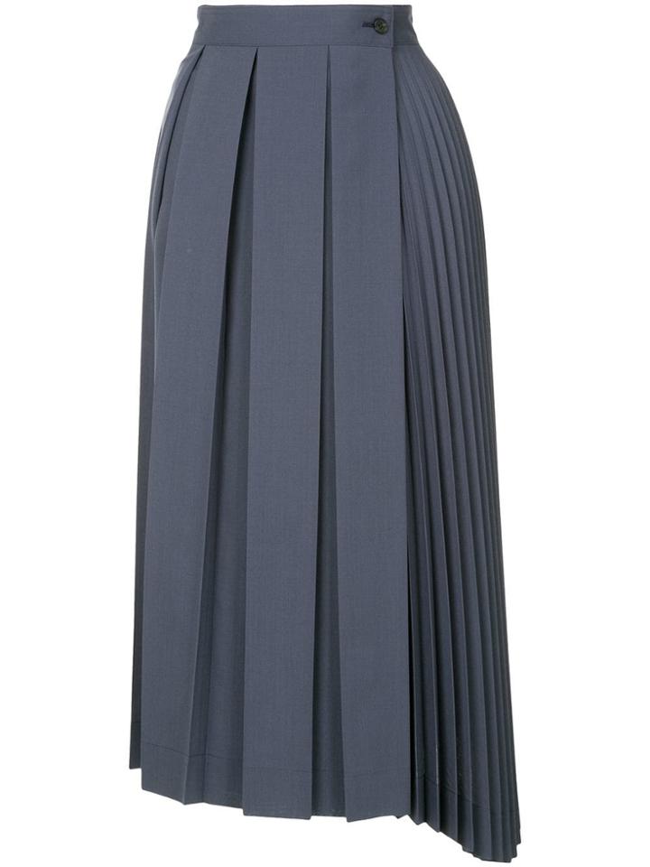 Des Prés Pleated Midi Skirt - Blue