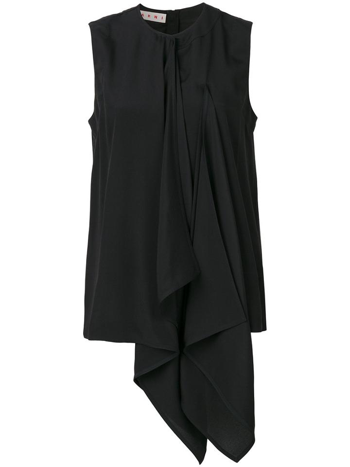 Marni - Tail Front Top - Women - Silk/acetate - 44, Black, Silk/acetate