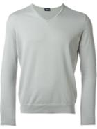 Drumohr V-neck Jumper, Men's, Size: 48, Grey, Cotton