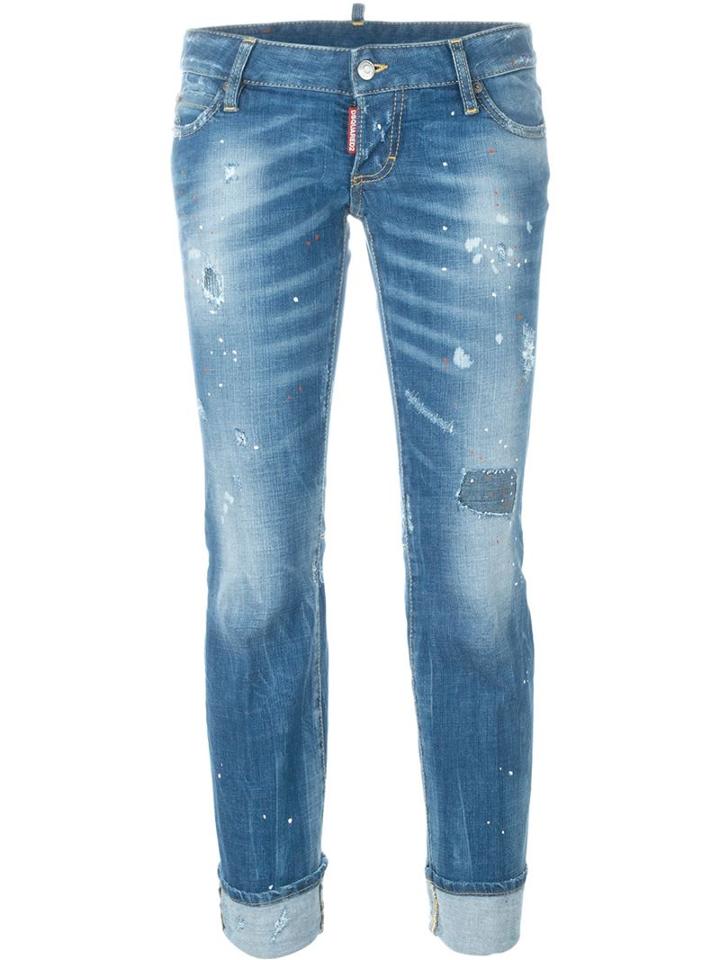 Dsquared2 Sexy Twist Flared Jeans, Women's, Size: 38, Blue, Cotton/polyester/spandex/elastane