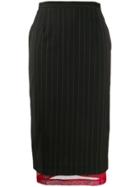 Dolce & Gabbana Pre-owned 1990s Pinstriped Layered Skirt - Black