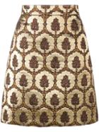 Gucci Jacquard Mini Skirt, Women's, Size: 44, Brown, Polyester/polyamide/wool