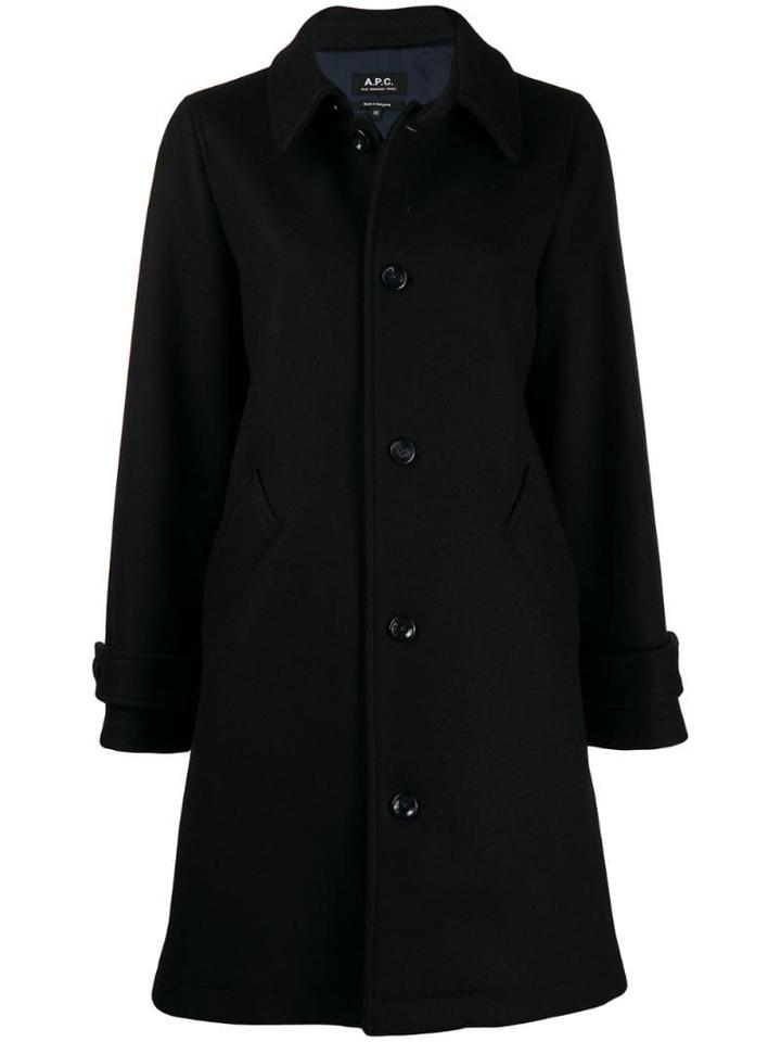A.p.c. Classic Single-breasted Coat - Blue