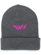 Off-white Embroidered Logo Beanie Hat - Grey