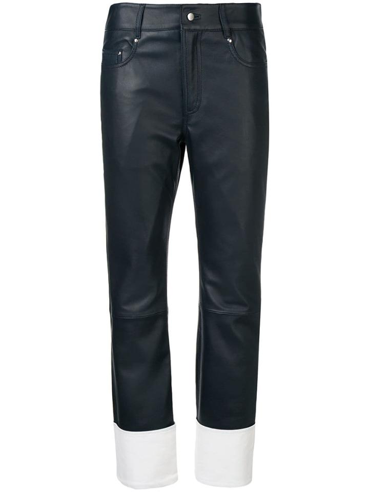 Stand Contrast Biker Trousers - Blue