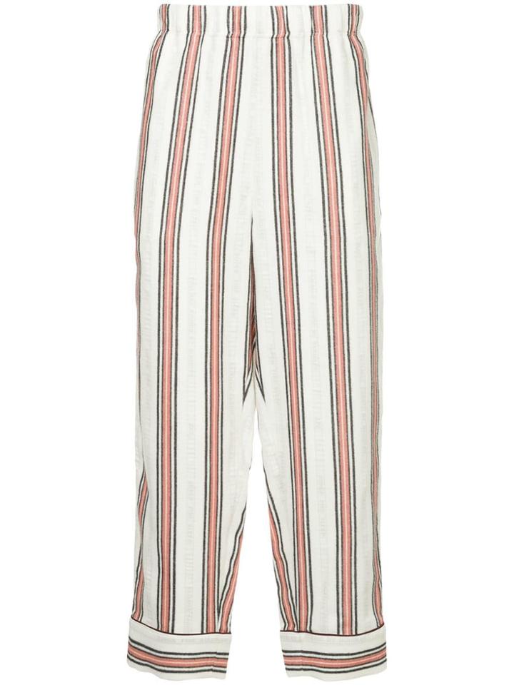 Doublet Striped Cropped Trousers - White